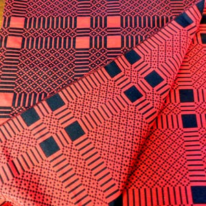 Stunning Black & Red Woven Design Table Cloth - Kente Design Cloth Tablecloth - Black and Red Woven Geometrical Design - Reversible