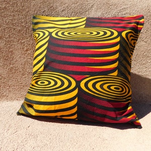 Maroon & Gold Pillow Cover - 3D Barrel Spiral Design Pagne Throw Pillow Cover -Authentic Vlisco Fabric -Wax Block Print Pillow 16X16 18X18