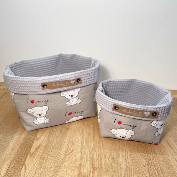 Utensilo Cotton Waffle Pique Basket Organizer Cloth Basket Changing Table