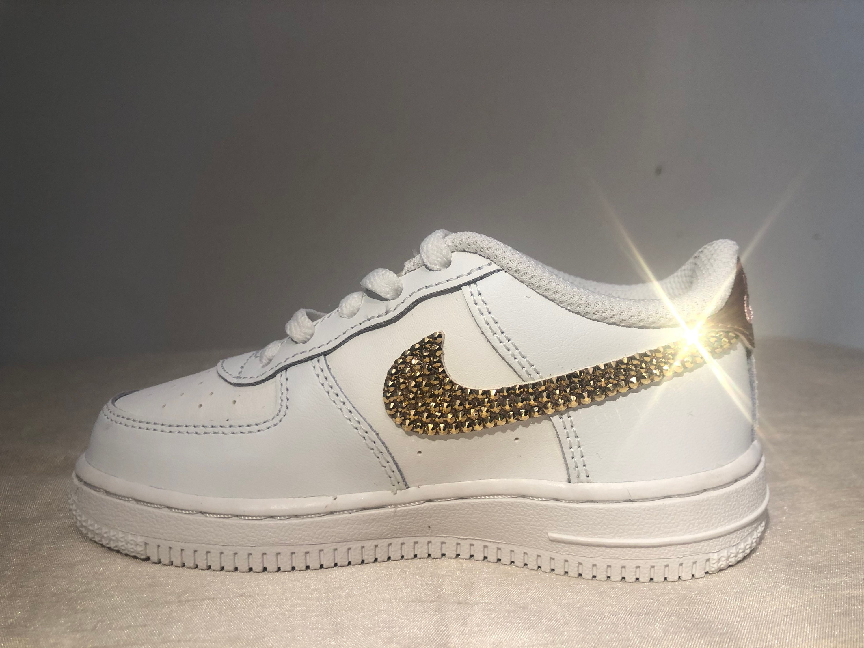 Swarovski Nike Air Force 1s For Toddlers Rose Gold/White with | Etsy