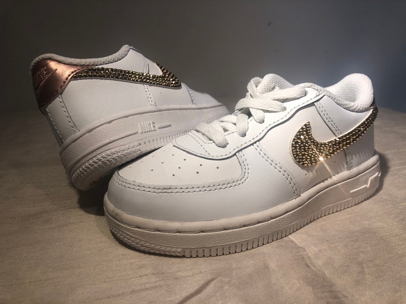 Swarovski Nike Air Force 1s For Toddlers Rose Gold/White with | Etsy