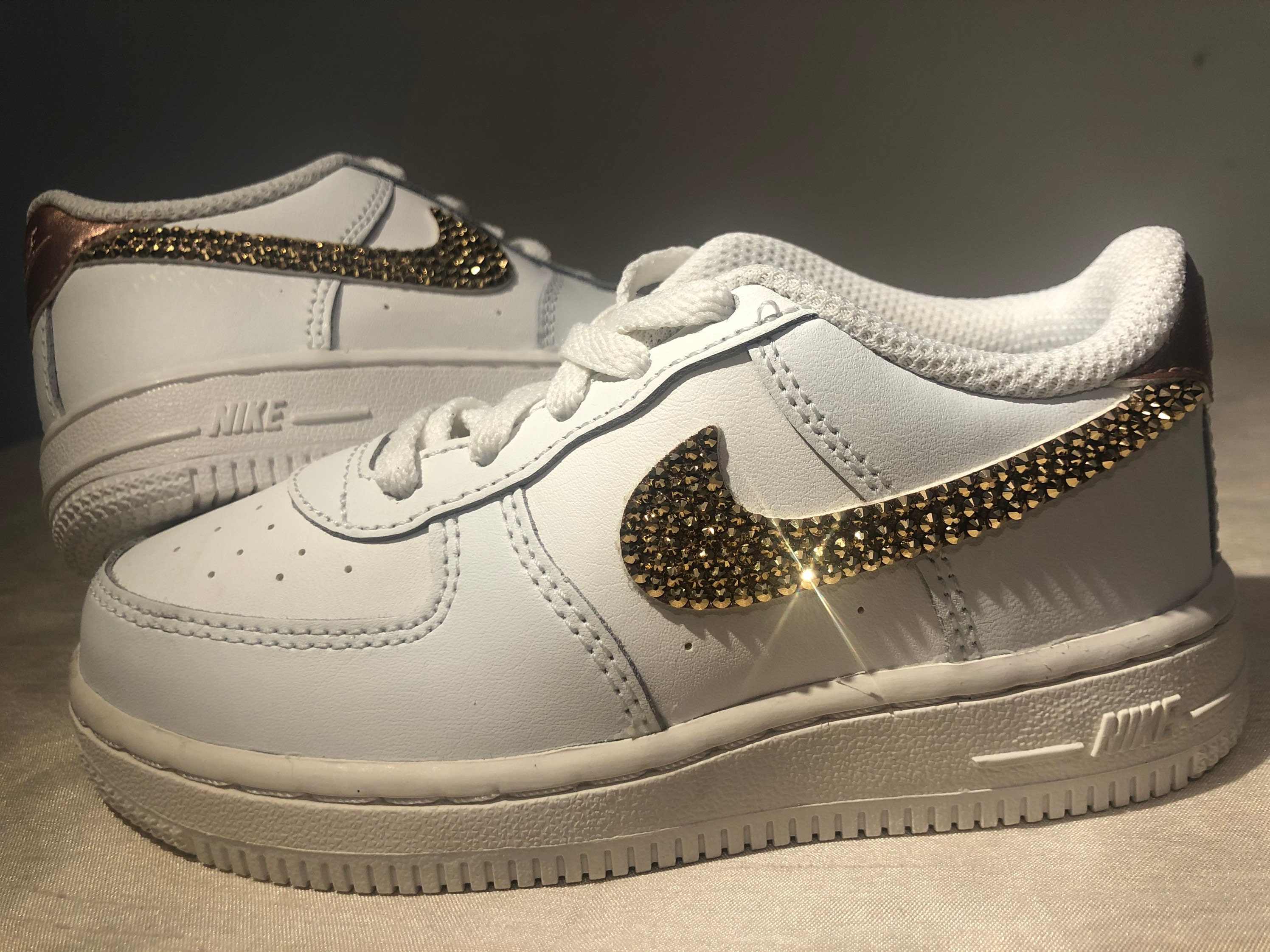 Swarovski Nike Air Force 1s For Toddlers Rose Gold/White with | Etsy