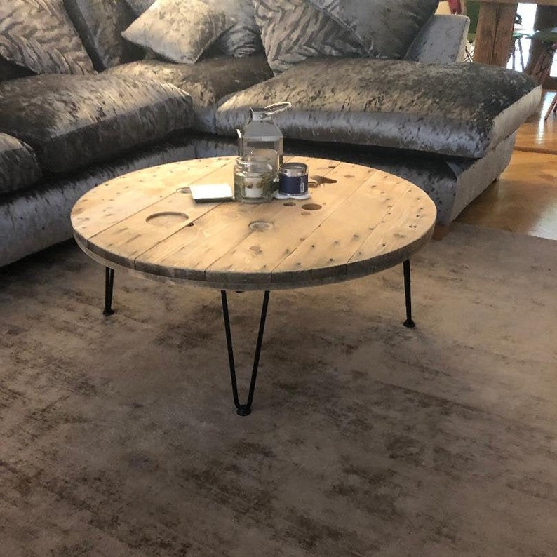 Rustic Cable Reel Coffee Table 89cm diameter Etsy