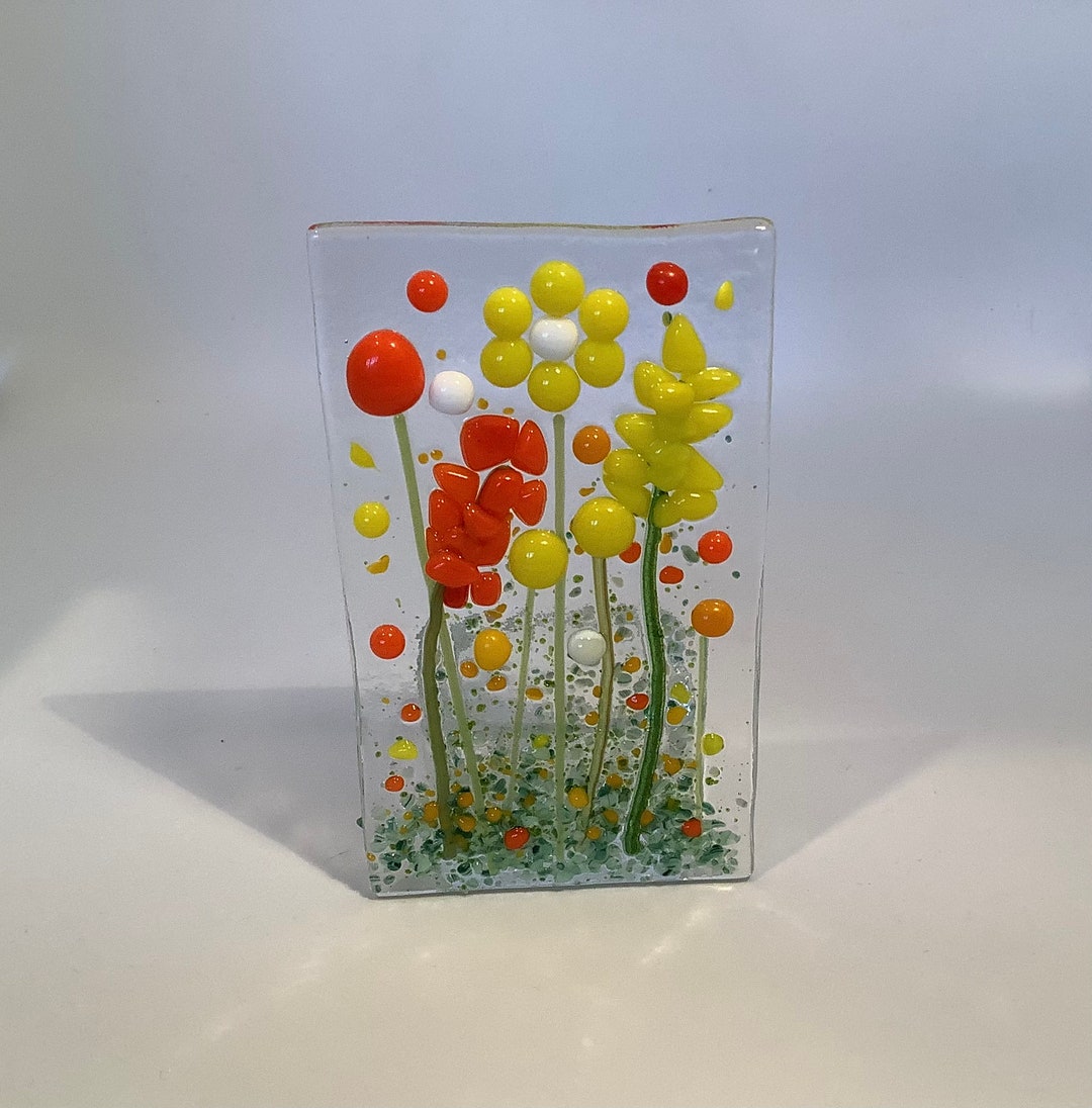 Fused Glass Flower Tea Light Holder Etsy UK