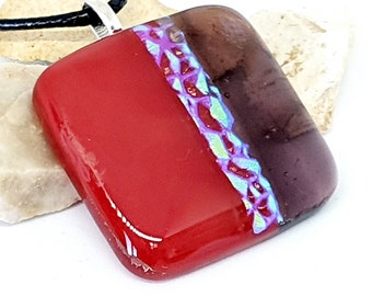 Fused glass red pendant