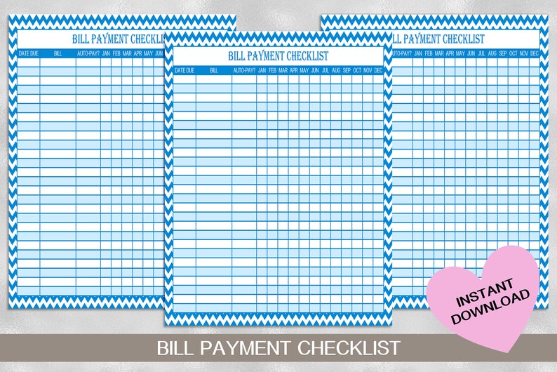 Bill payment checklist instant download digital download ...