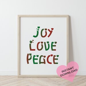 Joy Love Peace Art Print: Home Wall Decor (Digital Download)