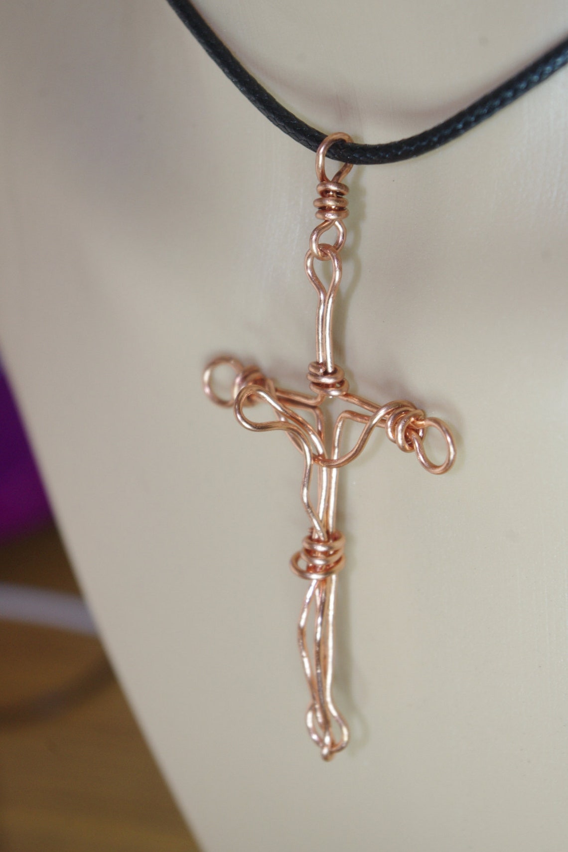Copper Wire Wrapped Cross Crucifix Hand Crafted Etsy