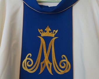 Ivory, cream Marian chasuble vestments