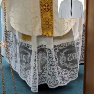 Alb Roman style with tie neck Chasuble Vestment Kasel Messgewand