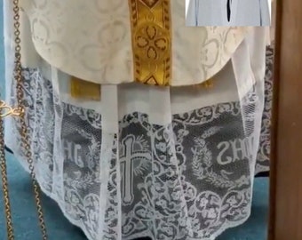 Alb Roman style with tie neck Chasuble Vestment Kasel Messgewand