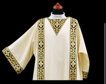 White Ecru dalmatic vestments