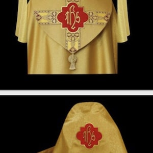 Set of brocade Gold cope and humeral veil vestments