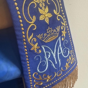 Marian blue velvet Roman table vestments