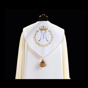 White Marian cope chasuble vestment