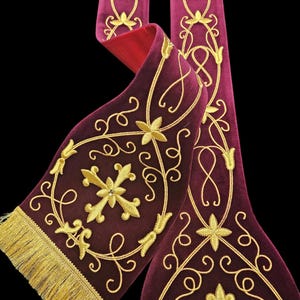 Velvet roman Embroidered table Vestment Stole Stola Messgewand Tridentine