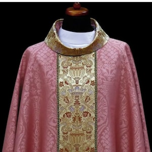 Rose chasuble damask vestments