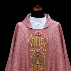 Rose damask chasuble vestments