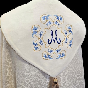 White Marian cope chasuble vestment