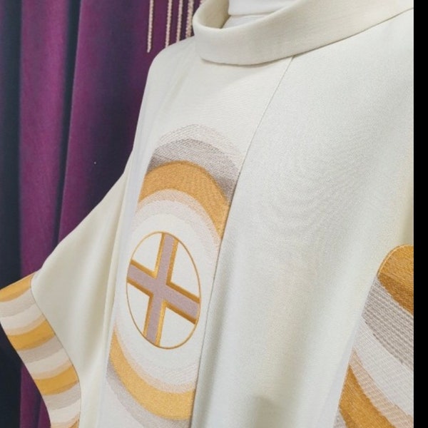 Ecru chasuble vestments