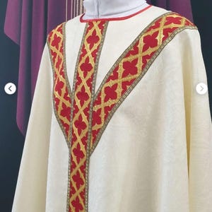 Chasuble, matching table, vestments