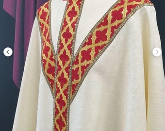Chasuble, matching table, vestments