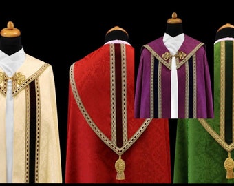 Copes white red purple and green chasuble vestments