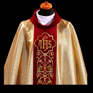 Gold brocade chasuble vestments