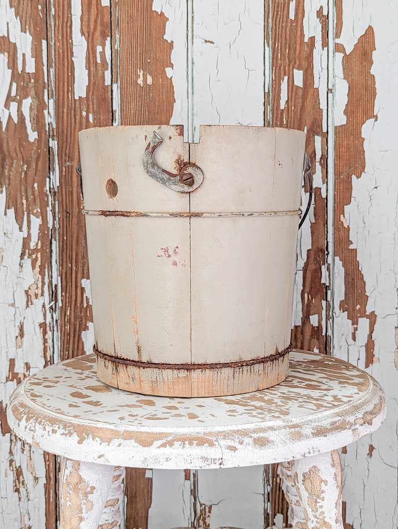 Antique Ice Cream Bucket Sap Bucket Sugar Bucket Berry Bucket Firkin Bucket Primitive Bucket