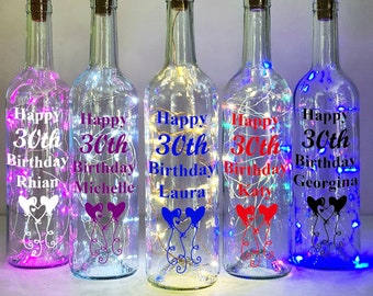 Personalised 30th Birthday Gift For Her, Light Up Balloon Wine Bottle, Birthday Gift For Woman, Best Friend Present, Daughter Birthday Gift