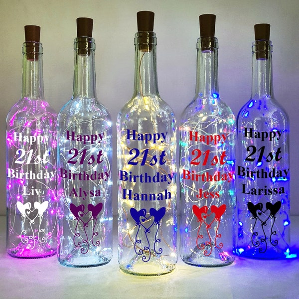 Personalised 21st Birthday Gift For Her, Light Up Balloon Wine Bottle, Birthday Gift For Woman, Best Friend Present, Daughter Birthday Gift