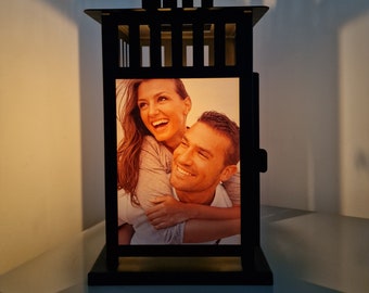 Personalised Photo Lantern, Custom Made Memorial Light, Wedding Gift, Top Table, Centrepiece, Light Up, Poem With Photo, Keepsake, Birthday