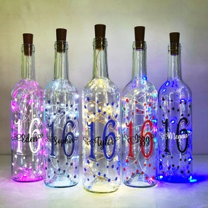 Personalised 16th Birthday Gift For Her, Stars Design, Light Up Wine Bottle, Sweet 16 Birthday, Best Friend Present, Daughters Birthday