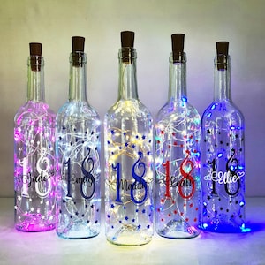 Personalised 18th Birthday Gift For Her, Light Up Stars Wine Bottle, Birthday For Woman, Best Friend, Daughter, Sister, Bestie, Colleague