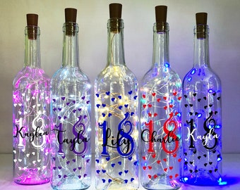 Personalised 18th Birthday Gift For Her, Light Up Hearts Wine Bottle, Birthday Present For Woman, Best Friend, Daughter, Cousin, Bestie