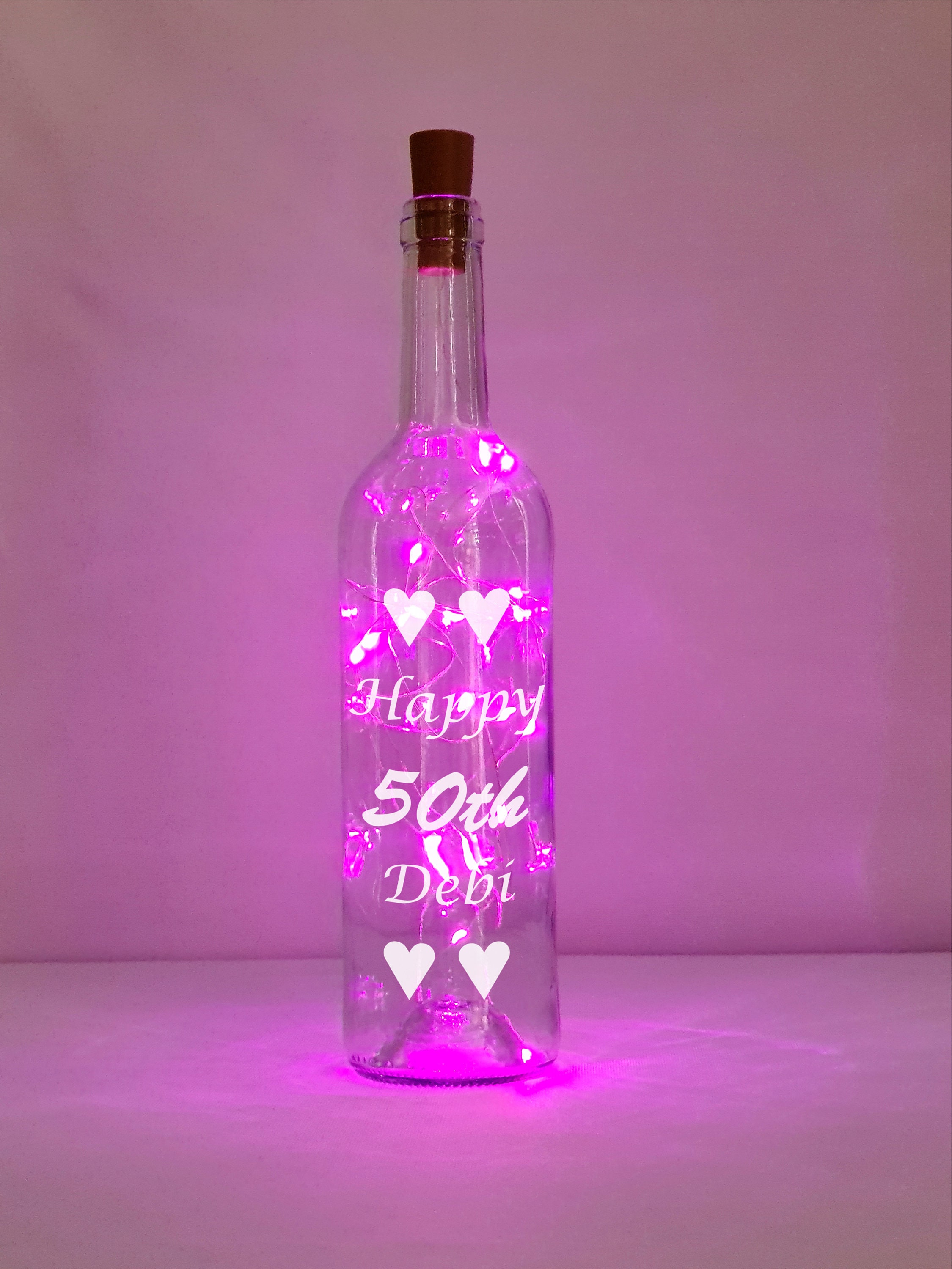 Personalised 50th Birthday Gift for Her Light up Heart Wine Etsy