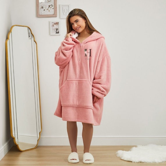 Personalised Adult Zipped Hooded Blanket Towel Super Soft Zip