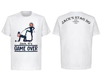 Personalised Stag Do Party T-Shirts, It's Game Over, Stag Do Tops,  Stag Weekend, Bachelor Night, Stag Group Custom T-Shirts, Costume