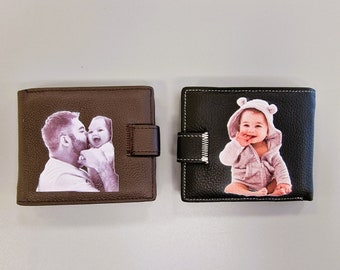 Personalised Wallet With Colour Photo, Leather Mens Wallet, Custom Made, Coin Pocket, Christmas Gift, Present For Dad