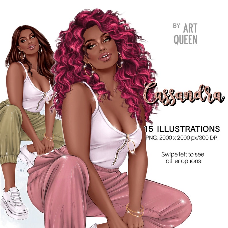 Download Curvy Plus Size Woman / african american women clip art | Etsy