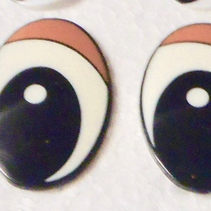 Comical Oval eyes, safety eyes , Animal eyes, oval eyes , puppet eyes , Darice Vintage eyes  Brown eye lid and white  and black eyes