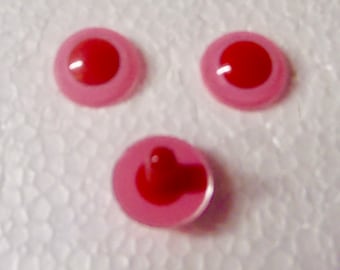 15mm Pink Safety Eyes: Amigurumi Animal Eyes with Washers - 4pcs