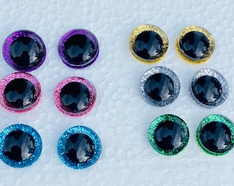 Glitter Safety Eyes: 20mm, Non-Woven Backing, Washers (1 Pair)