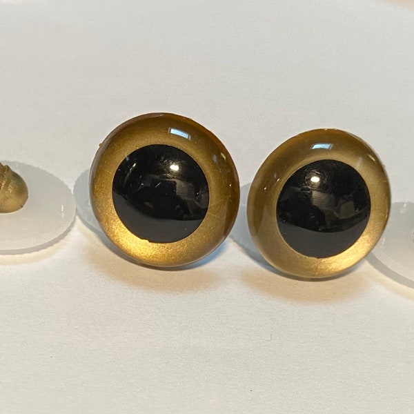 18mm Gold Safety Eyes and Washers:  Amigurumi Animals Teddy Bear eyes