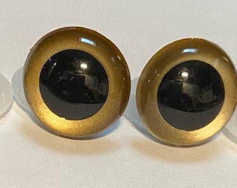 16.5mm Gold Safety Eyes with Washers: Amigurumi, Teddy Bear (1 pair)