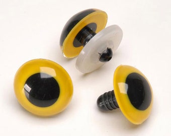 12mm Yellow Iris Safety Eyes: Amigurumi Doll Eyes - 4 Count