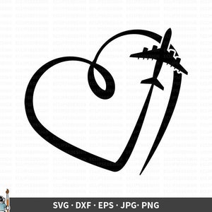 Ruta Del Corazon Avion Svg Png Archivo Para Maquinas De Corte Etsy