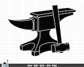 Anvil SVG, Anvil Vector, Anvil Clipart, Anvil Cricut, Anvil Cut File, Anvil Silhouette, Blacksmith Anvil and Hammer svg dxf eps png jpg