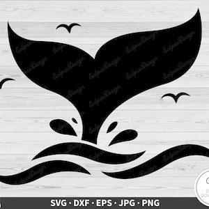Whale Tail SVG Ocean Watching Clip Art Cut File Silhouette Instant Digital Download