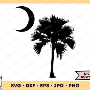 Palmetto Mond SVG Palmetto PNG South Carolina Clip Art Cut Datei Silhouette Sofortiger digitaler Download